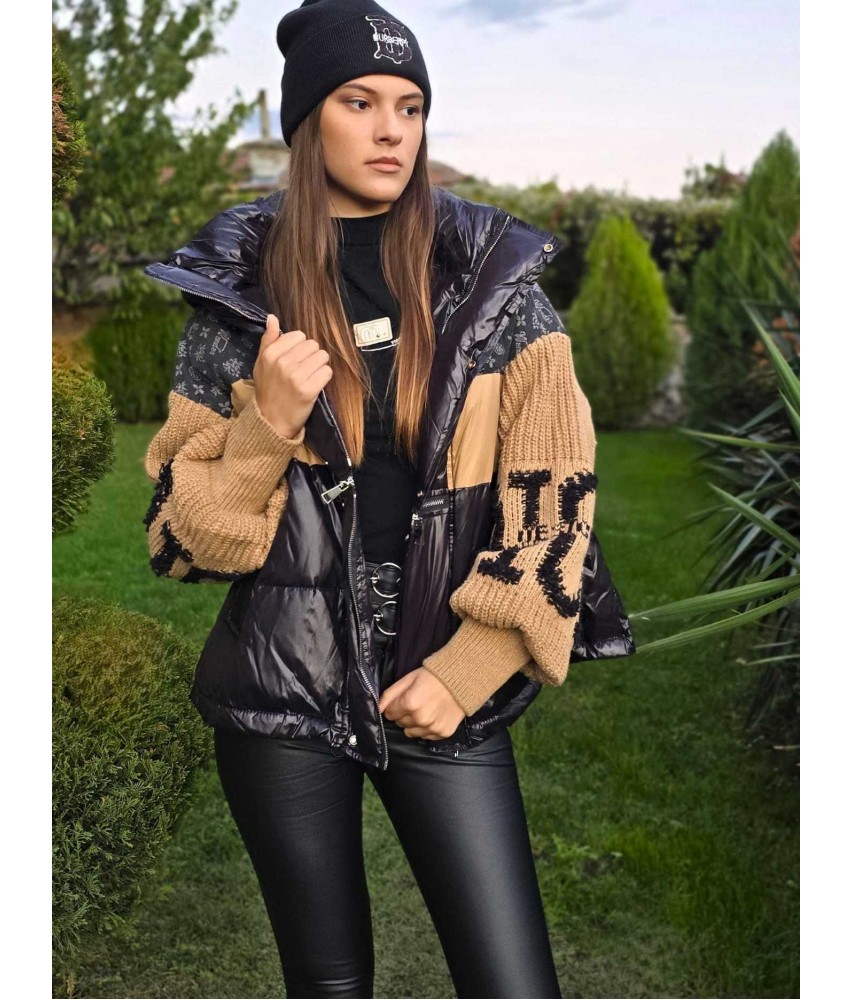 Дамско яке FASHION с гъши пух камел