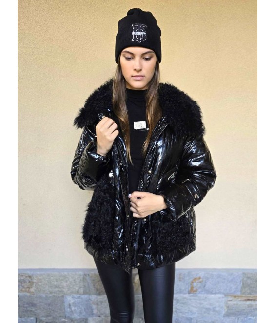 Дамско яке с гъши пух и лама на яката
