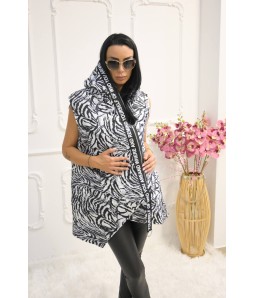 Дамски асиметричен елек с щампа ZEBRA