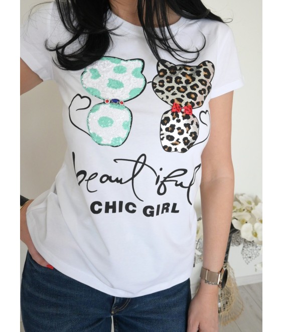 Дамска тениска CHIC GIRL  в бял цвят 