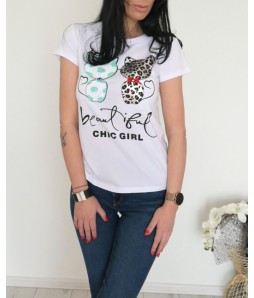 Дамска тениска CHIC GIRL  в бял цвят 