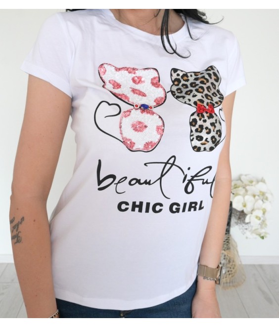Дамска тениска CHIC GIRL2  в бял цвят 