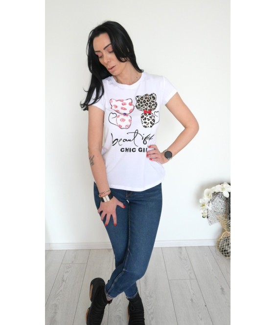 Дамска тениска CHIC GIRL2  в бял цвят 
