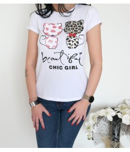 Дамска тениска CHIC GIRL2  в бял цвят 