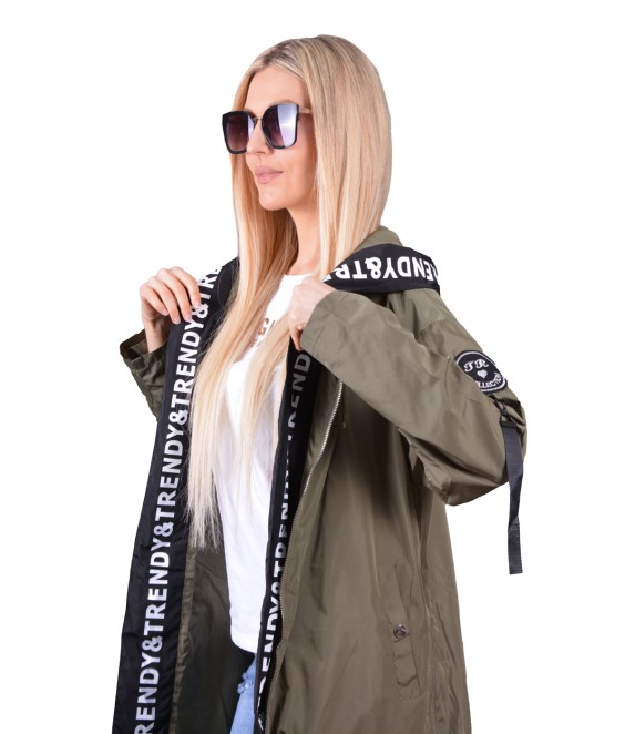 Дамско яке от шушляк TRENDY  в зелен цвят
